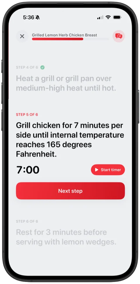 Anychef step-by-step cooking