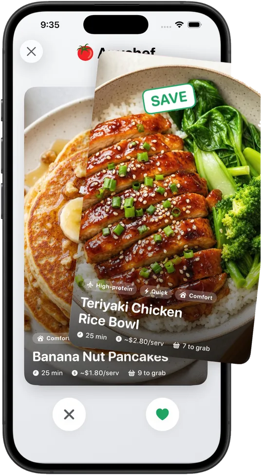 Swipe to find something new in the Anychef app